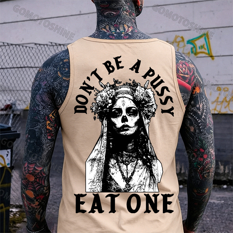 DON'T BE A PUSSY EAT ONE Zombie Bride Print Men's Tank Image - 8