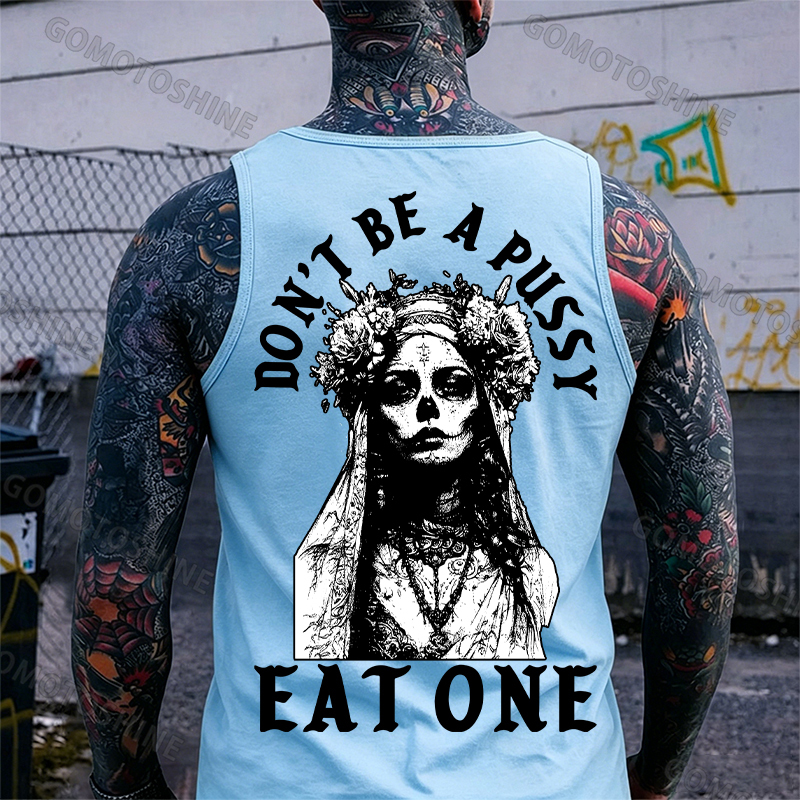 DON'T BE A PUSSY EAT ONE Zombie Bride Print Men's Tank Image - 9