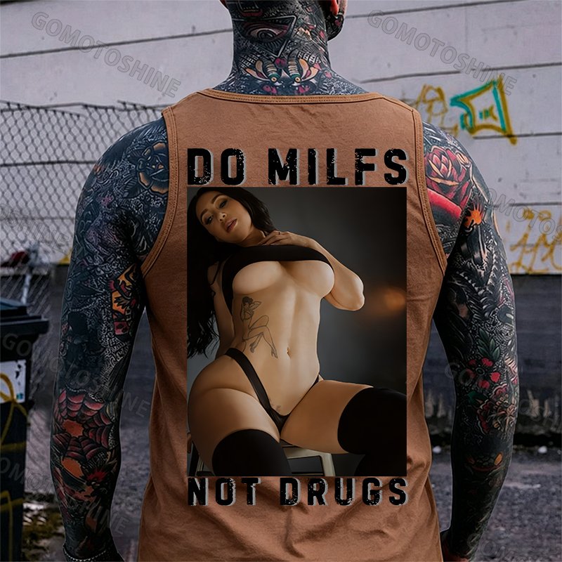 DO MILFS NOT DRUGS Sexy Woman Print Men's Tank Image - 8