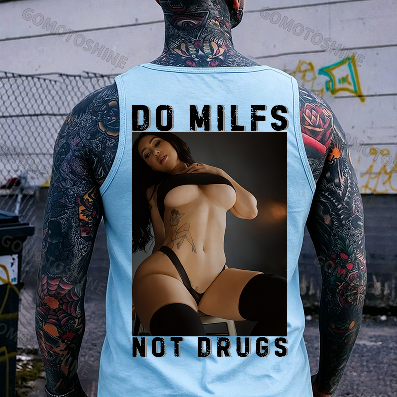 DO MILFS NOT DRUGS Sexy Woman Print Men's Tank Image - 7