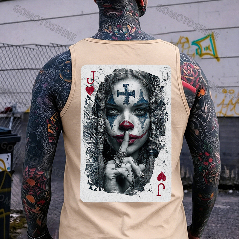 Poker Joker Lady Print Men's Tank Image - 8