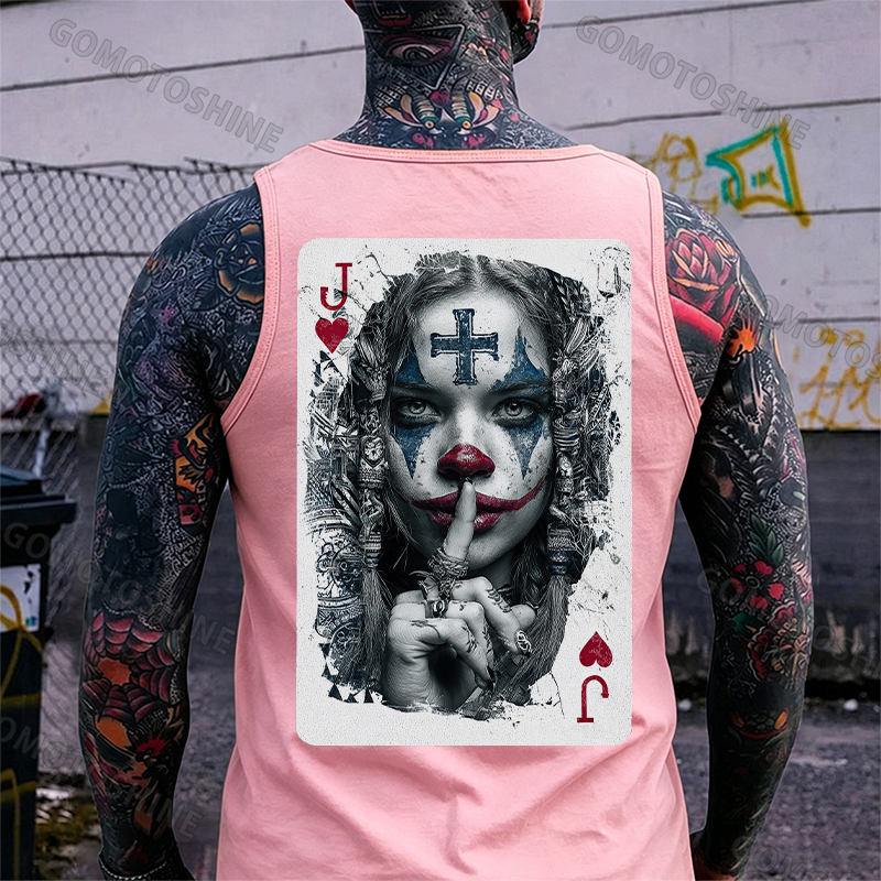 Poker Joker Lady Print Men's Tank Image - 9