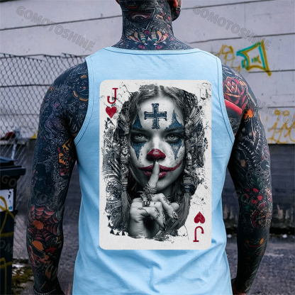 Poker Joker Lady Print Men's Tank Image - 10