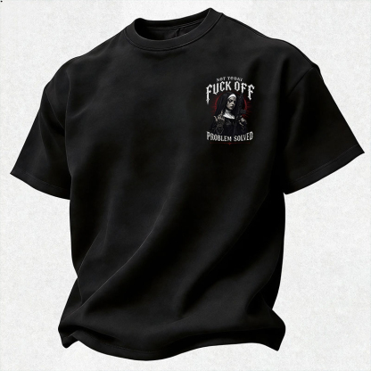 NOT TODAY FUCK OFF PROBLEM SOLVED Defiant Military Gothic Nun Print Men's T-Shirt Image - 3
