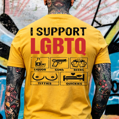 I Support LGBTQ Funny Printed Men's T-Shirt Image - 3