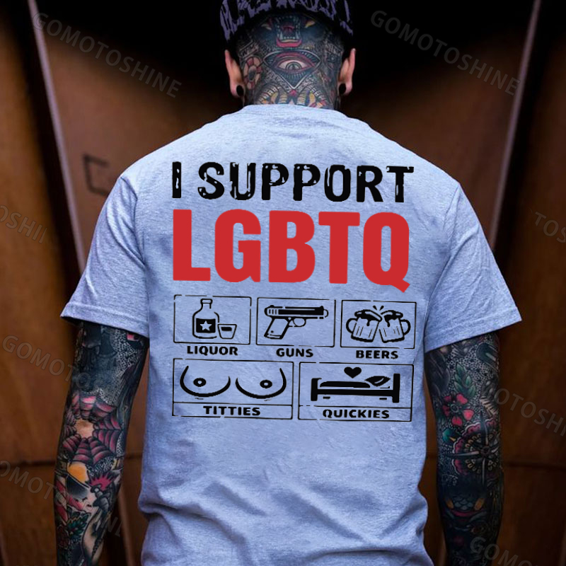 I Support LGBTQ Funny Printed Men's T-Shirt Image - 7