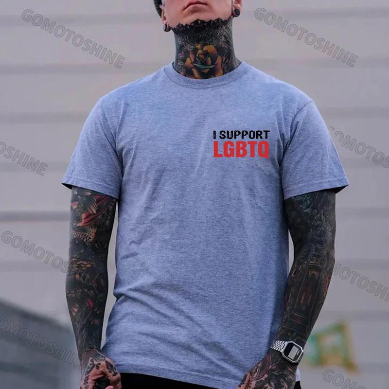 I Support LGBTQ Funny Printed Men's T-Shirt Image - 8
