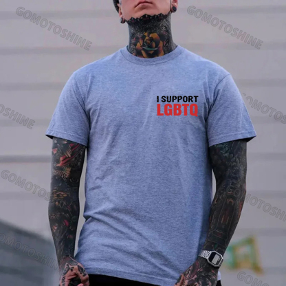 I Support LGBTQ Funny Printed Men's T-Shirt Image - 8