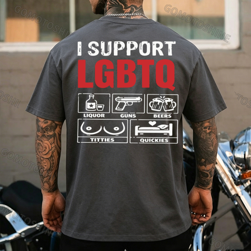 I Support LGBTQ Funny Printed Men's T-Shirt Image - 24