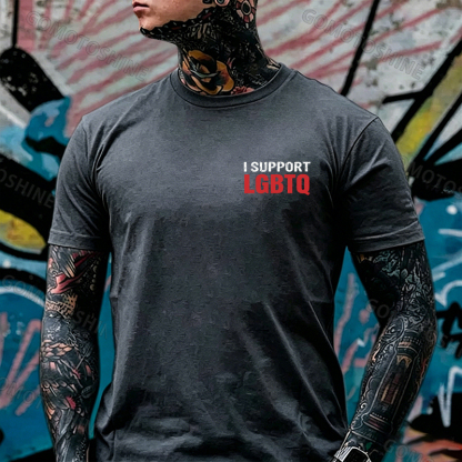 I Support LGBTQ Funny Printed Men's T-Shirt Image - 11