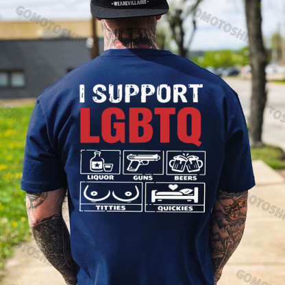 I Support LGBTQ Funny Printed Men's T-Shirt Image - 19
