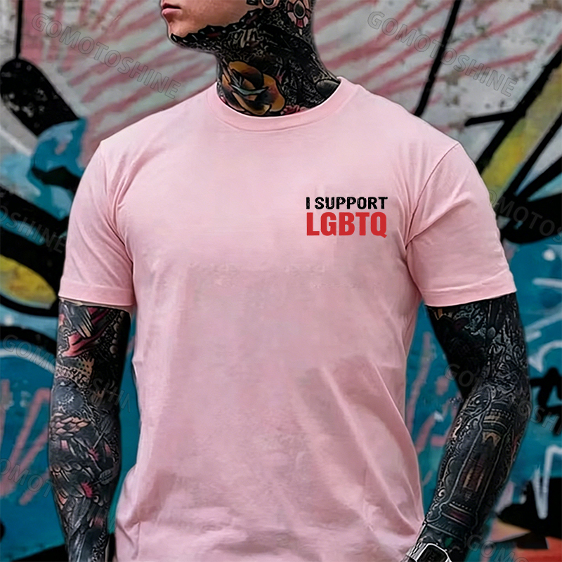 I Support LGBTQ Funny Printed Men's T-Shirt Image - 22