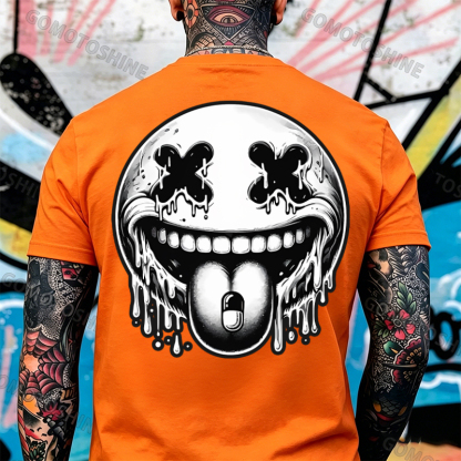 Evil Smile Emoji Print Men's T-Shirt Image - 6