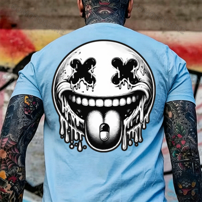 Evil Smile Emoji Print Men's T-Shirt Image - 12