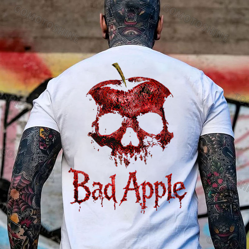Bad Apple Skull Print Men's T-shirt Image - 2