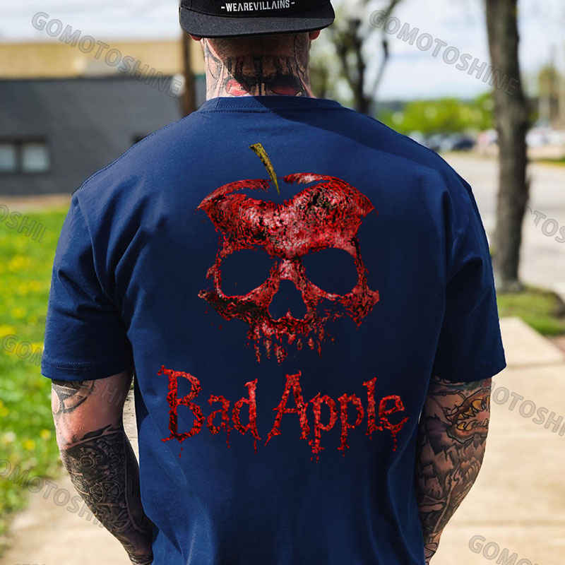Bad Apple Skull Print Men's T-shirt Image - 4