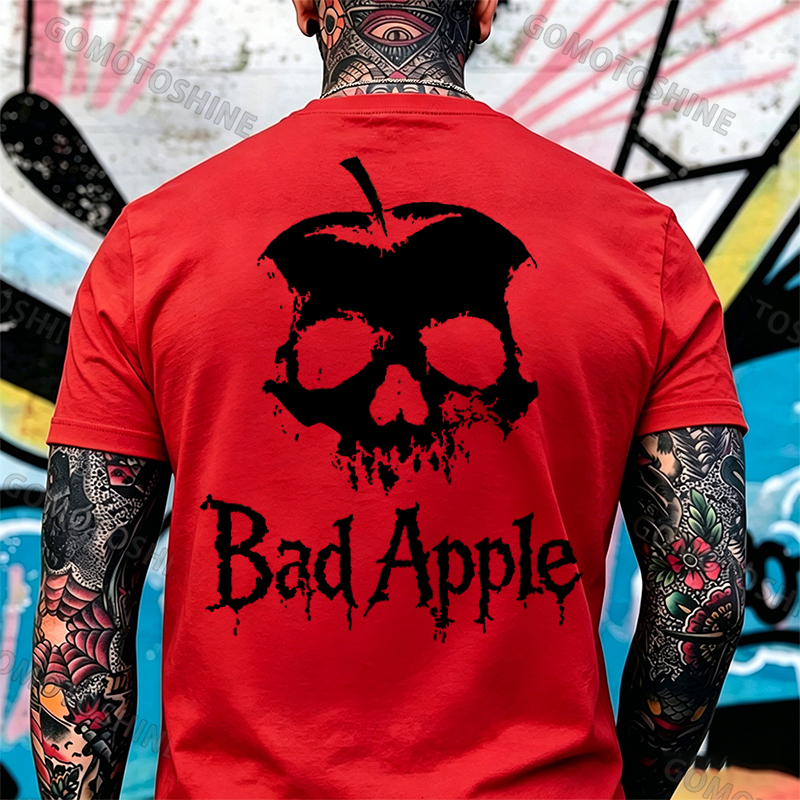 Bad Apple Skull Print Men's T-shirt Image - 5