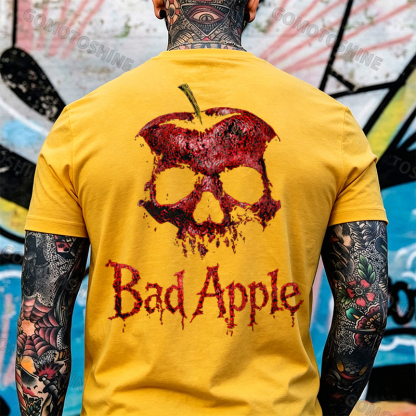 Bad Apple Skull Print Men's T-shirt Image - 7