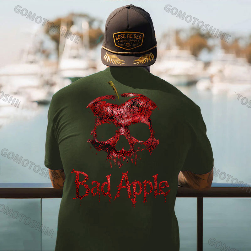 Bad Apple Skull Print Men's T-shirt Image - 10