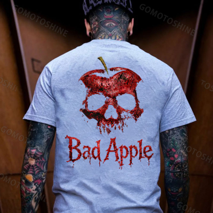Bad Apple Skull Print Men's T-shirt Image - 8