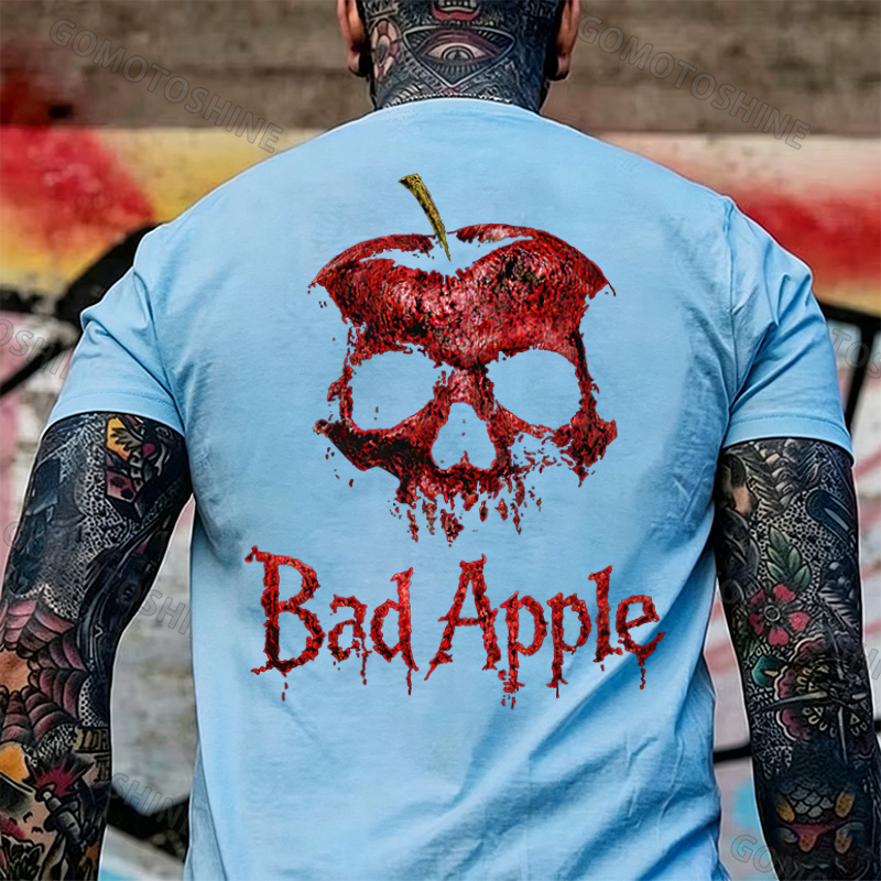 Bad Apple Skull Print Men's T-shirt Image - 9