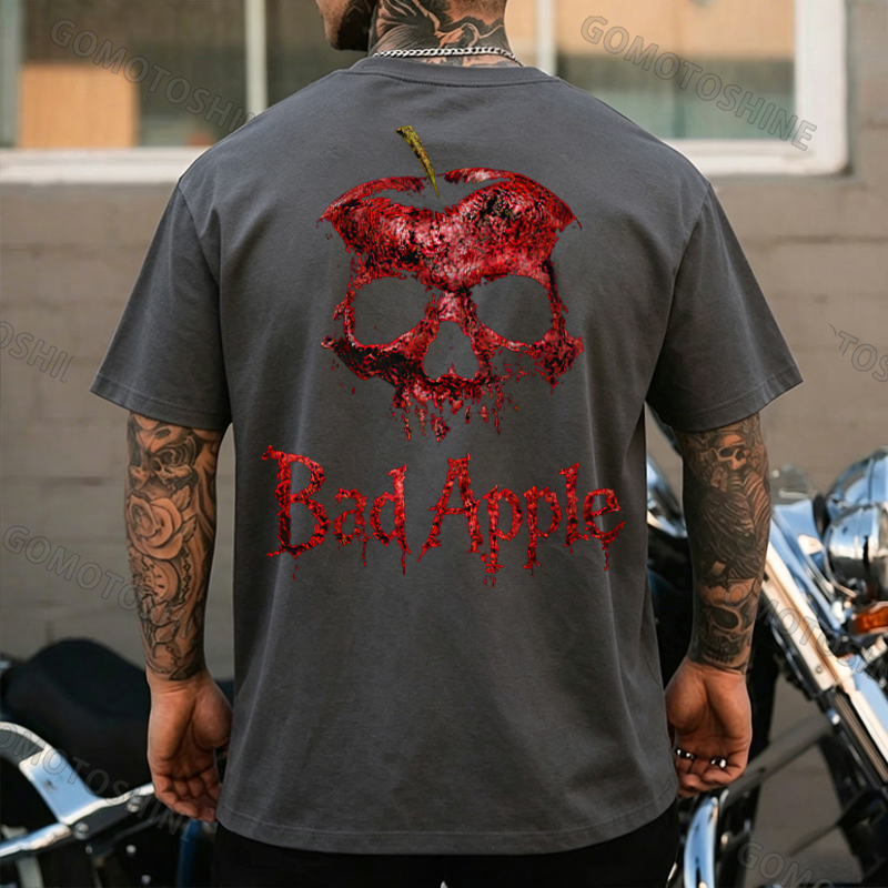 Bad Apple Skull Print Men's T-shirt Image - 11