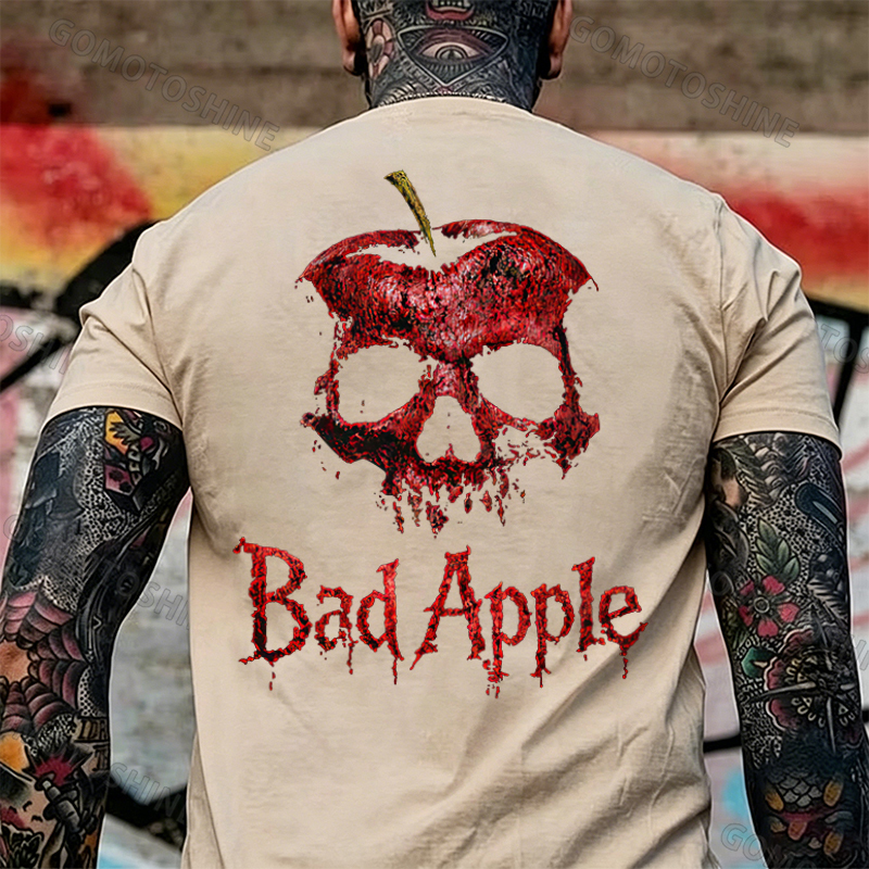 Bad Apple Skull Print Men's T-shirt Image - 12