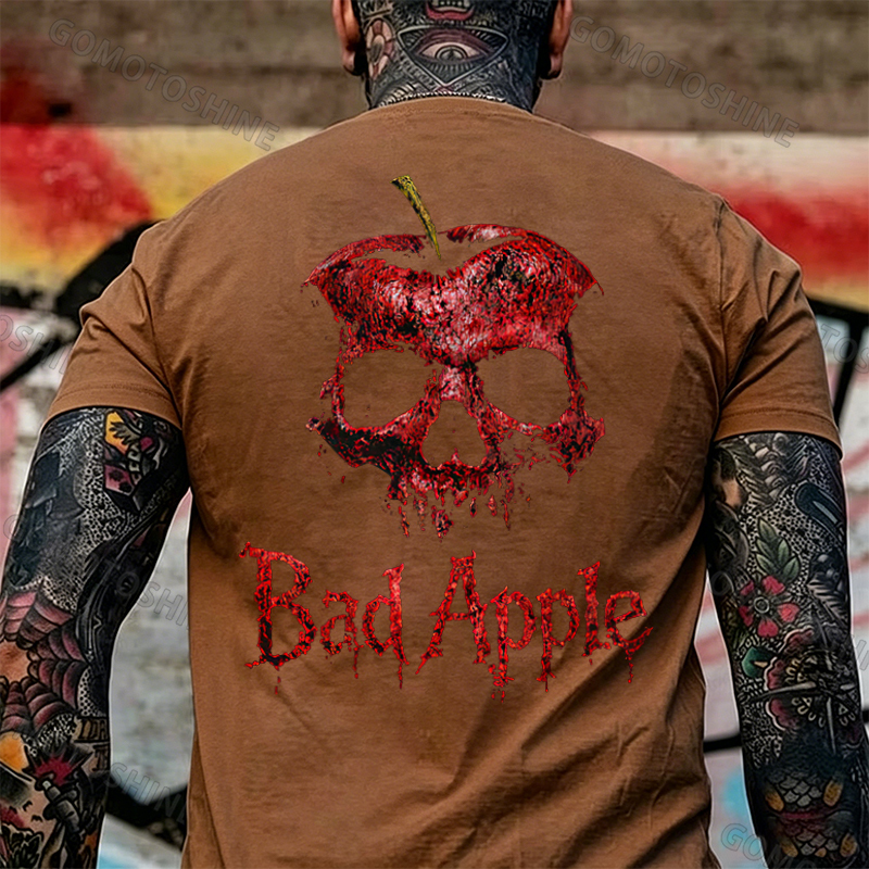 Bad Apple Skull Print Men's T-shirt Image - 13