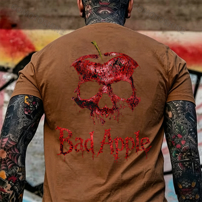 Bad Apple Skull Print Men's T-shirt Image - 13