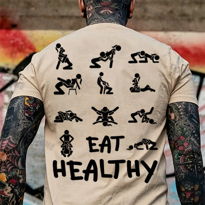 EAT HEALTHY Print Men's T-shirt Image - 8