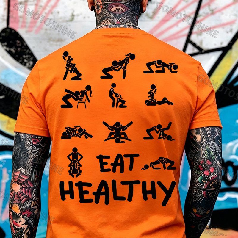 EAT HEALTHY Print Men's T-shirt Image - 13