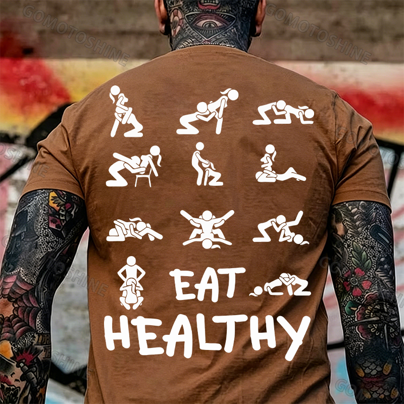 EAT HEALTHY Print Men's T-shirt Image - 11