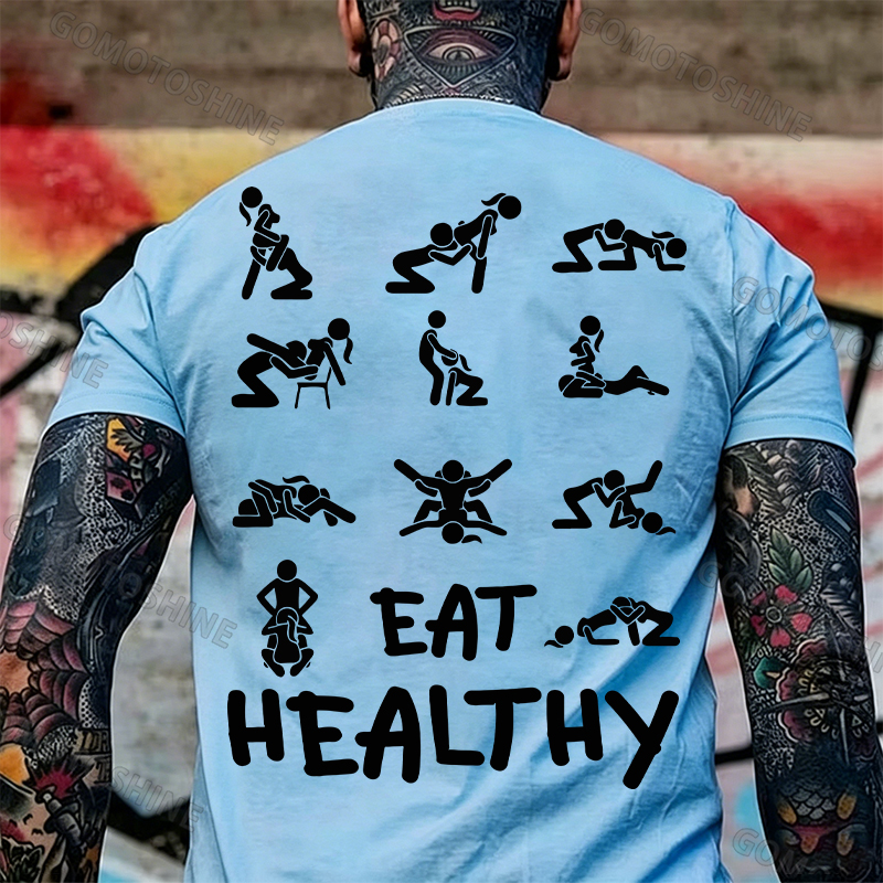 EAT HEALTHY Print Men's T-shirt Image - 12
