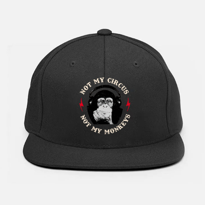 NOT MY CIRCUS NOT MY MONKEYS Black Fashion Cap Image - 1