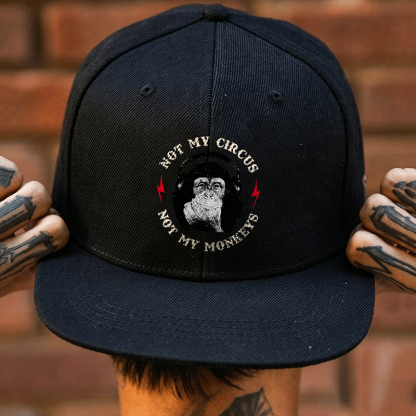 NOT MY CIRCUS NOT MY MONKEYS Black Fashion Cap Image - 3