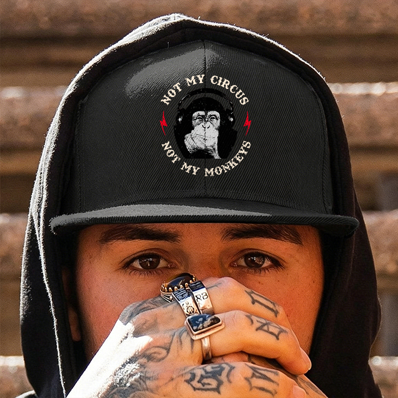 NOT MY CIRCUS NOT MY MONKEYS Black Fashion Cap Image - 2