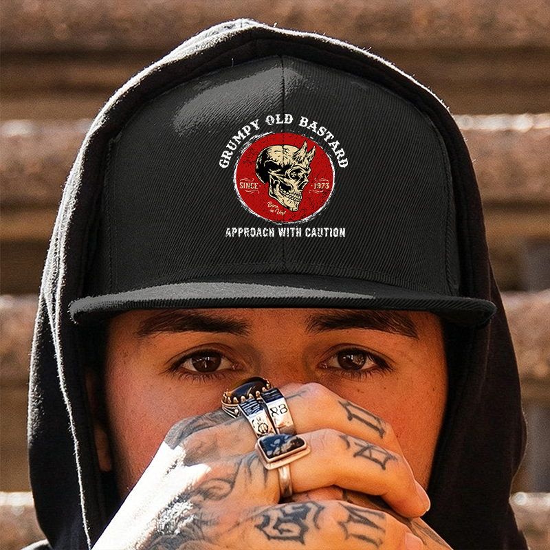 GRUMPY OLD BASTARD Skull Black Fashion Cap Image - 3