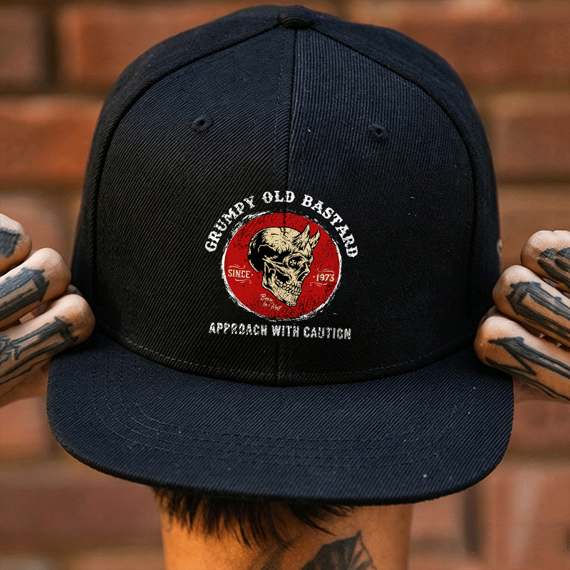 GRUMPY OLD BASTARD Skull Black Fashion Cap Image - 2