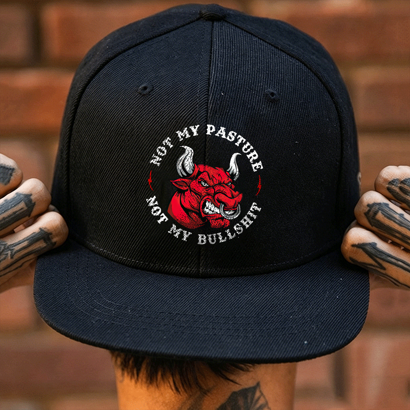 NOT MY PASTURE NOT MY BULLSHIT Black Fashion Cap Image - 3