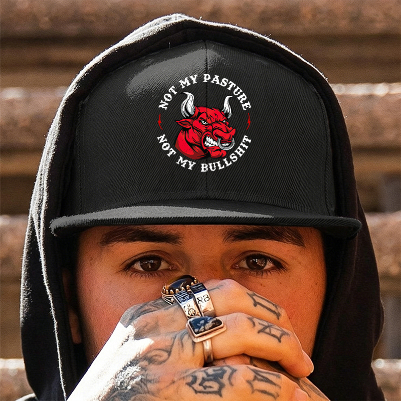 NOT MY PASTURE NOT MY BULLSHIT Black Fashion Cap Image - 4