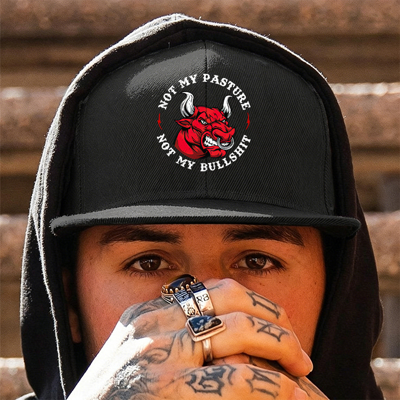 NOT MY PASTURE NOT MY BULLSHIT Black Fashion Cap Image - 4