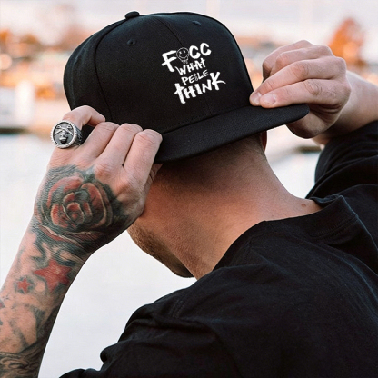 FUCC WHAT PEOPLE THINK Black Fashion Cap Image - 3