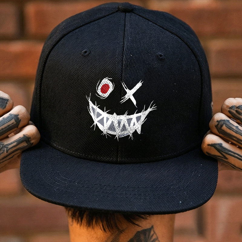 Evil Emoji Black Fashion Cap Image - 3