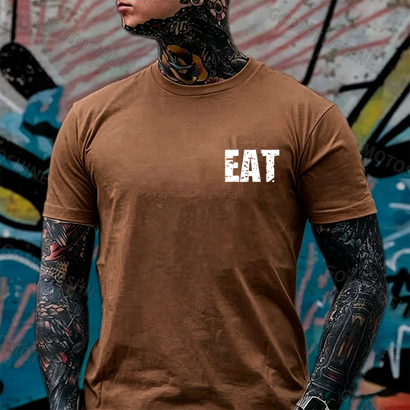 EAT HEALTHY Print Men's T-shirt Image - 5