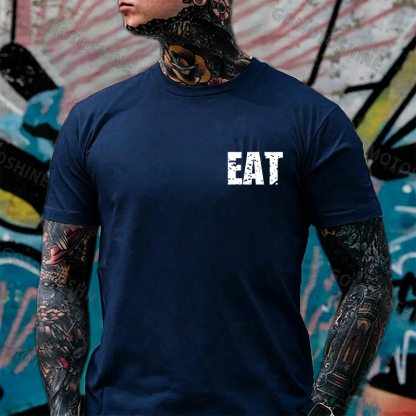 EAT HEALTHY Print Men's T-shirt Image - 7