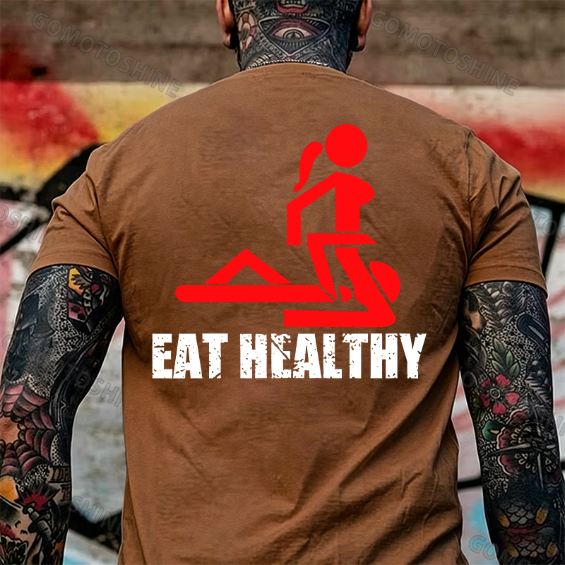 EAT HEALTHY Print Men's T-shirt Image - 6