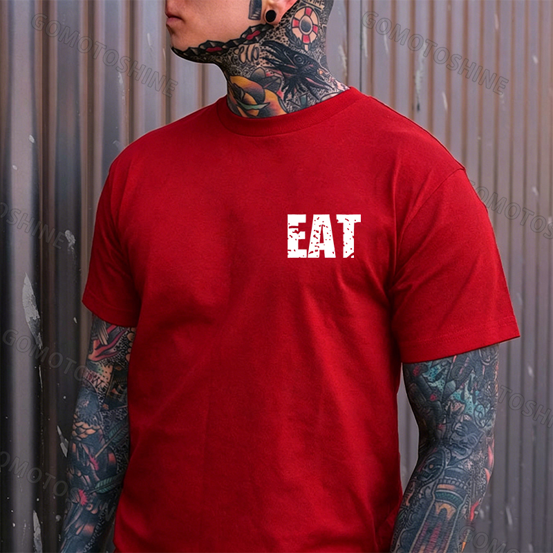 EAT HEALTHY Print Men's T-shirt Image - 10