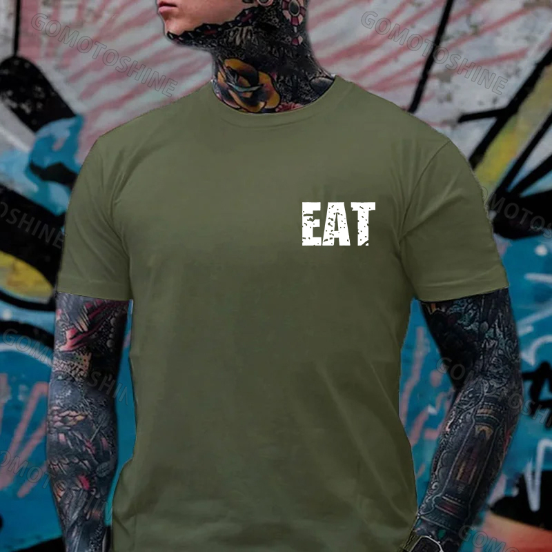 EAT HEALTHY Print Men's T-shirt Image - 16