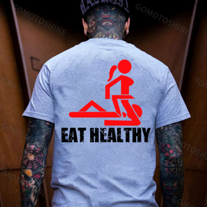 EAT HEALTHY Print Men's T-shirt Image - 22