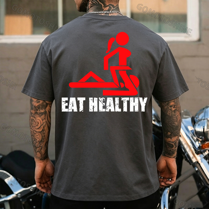 EAT HEALTHY Print Men's T-shirt Image - 25